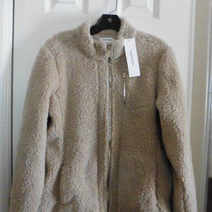 Women's Calvin Klein Beige Sherpa Fleece Jacket